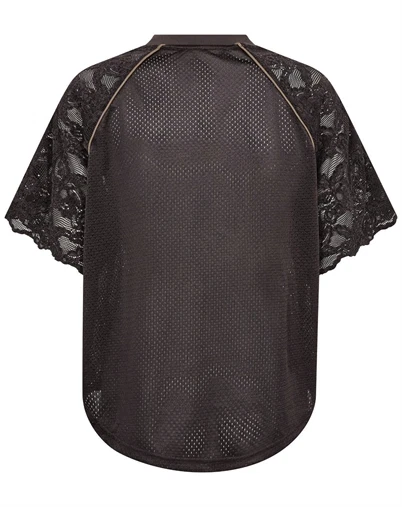 Co'Couture - TreyCC Logo Lace T-Shirt - Dark Brown